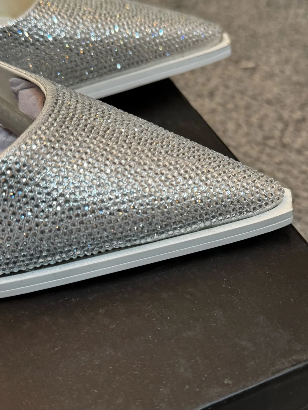 Azalea Wang Silver Glitter Pointed-Toe Ankle-Strap Pumps